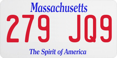 MA license plate 279JQ9