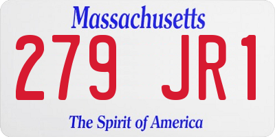 MA license plate 279JR1