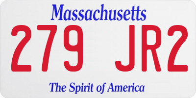 MA license plate 279JR2