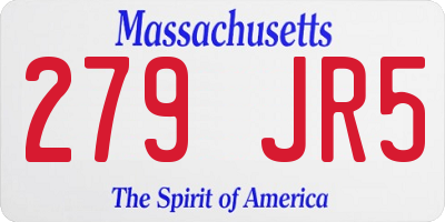 MA license plate 279JR5