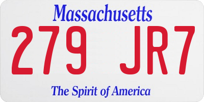 MA license plate 279JR7