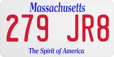 MA license plate 279JR8