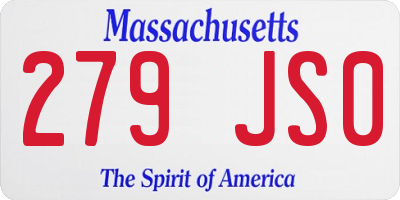 MA license plate 279JS0