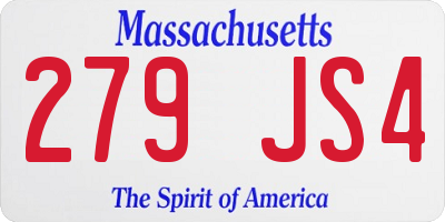 MA license plate 279JS4