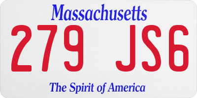 MA license plate 279JS6