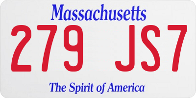 MA license plate 279JS7