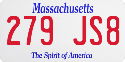 MA license plate 279JS8