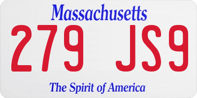 MA license plate 279JS9