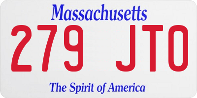 MA license plate 279JT0