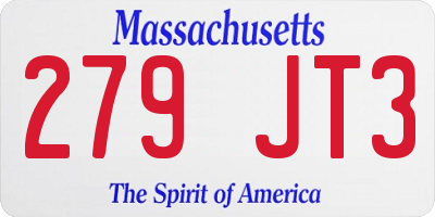 MA license plate 279JT3