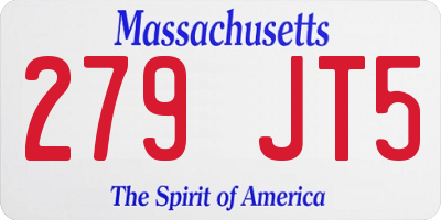 MA license plate 279JT5