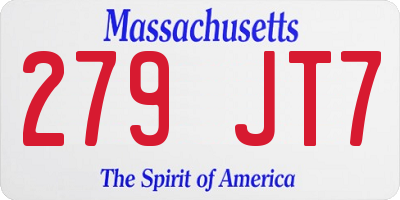 MA license plate 279JT7