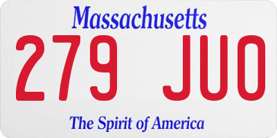 MA license plate 279JU0