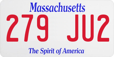 MA license plate 279JU2