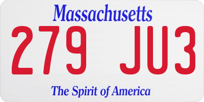 MA license plate 279JU3