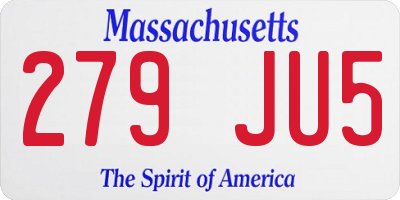 MA license plate 279JU5