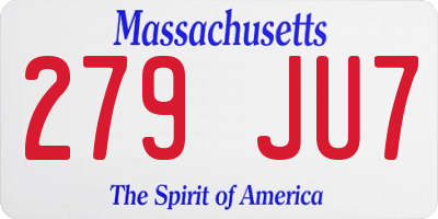 MA license plate 279JU7
