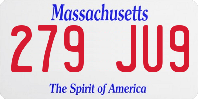 MA license plate 279JU9