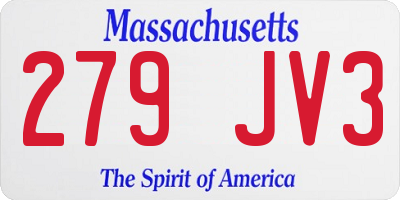 MA license plate 279JV3