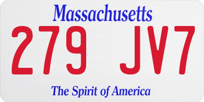 MA license plate 279JV7