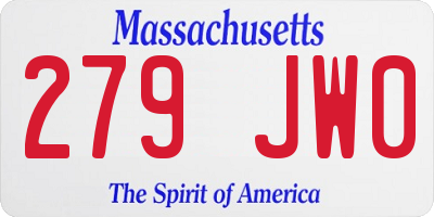 MA license plate 279JW0