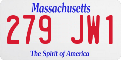 MA license plate 279JW1