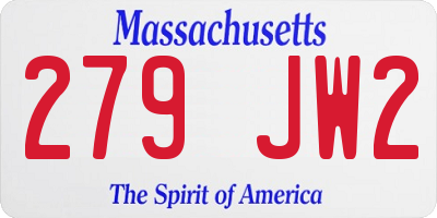 MA license plate 279JW2