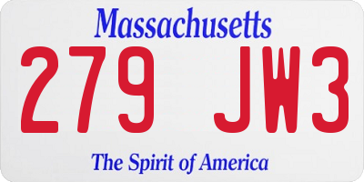 MA license plate 279JW3