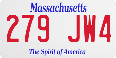 MA license plate 279JW4