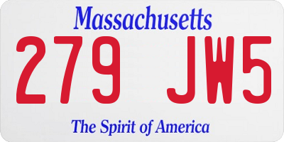 MA license plate 279JW5