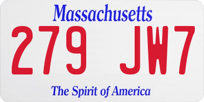 MA license plate 279JW7