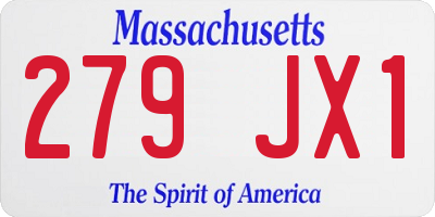 MA license plate 279JX1