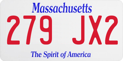 MA license plate 279JX2