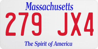MA license plate 279JX4