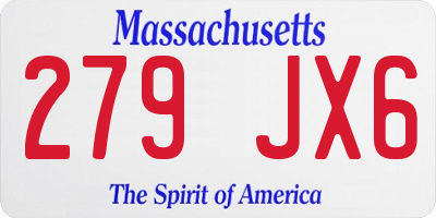 MA license plate 279JX6