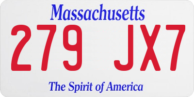 MA license plate 279JX7