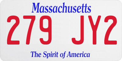 MA license plate 279JY2