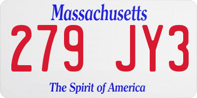MA license plate 279JY3