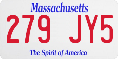 MA license plate 279JY5