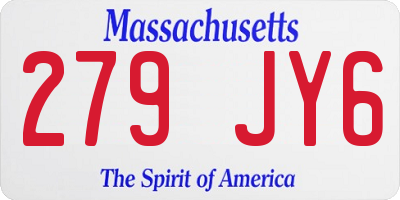 MA license plate 279JY6