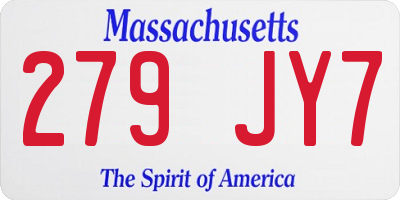 MA license plate 279JY7