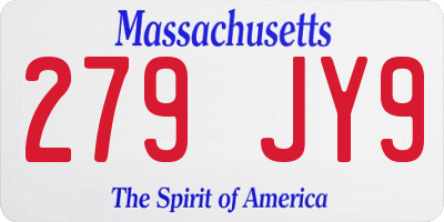 MA license plate 279JY9