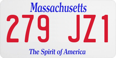 MA license plate 279JZ1