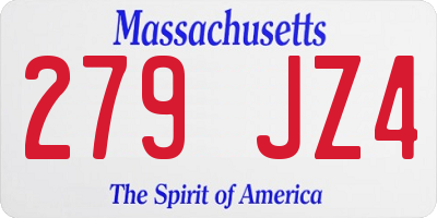 MA license plate 279JZ4