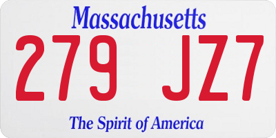 MA license plate 279JZ7