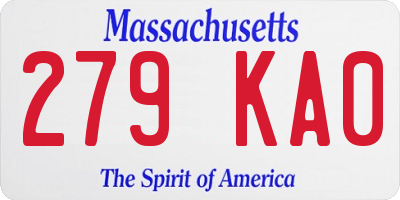 MA license plate 279KA0