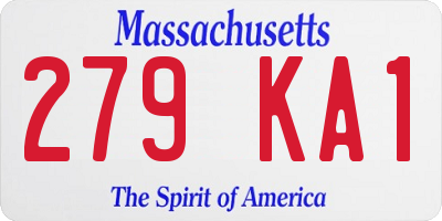 MA license plate 279KA1