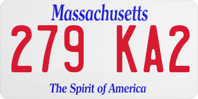 MA license plate 279KA2