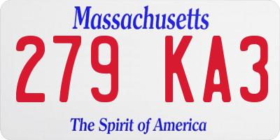 MA license plate 279KA3