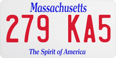 MA license plate 279KA5